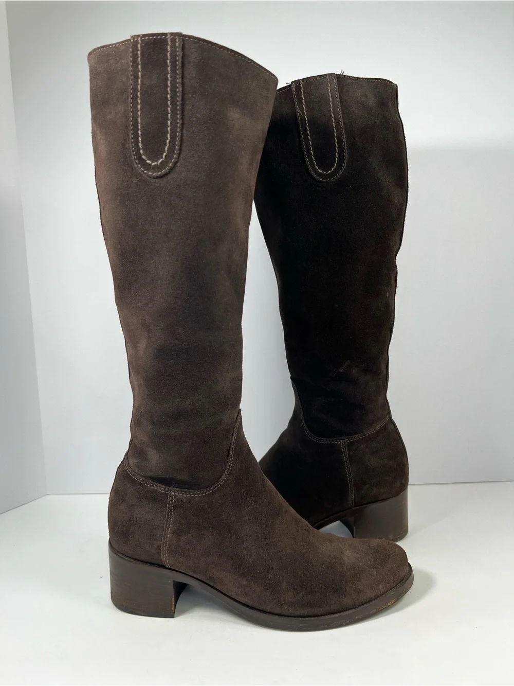 La Canadienne Polly Boots Women's 7.5 Brown Suede Knee High Waterproof Block